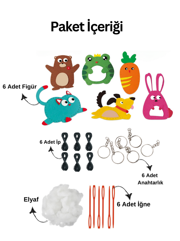 Melodie Toy 6'lı Hayvanlı Dikiş Nakış Seti